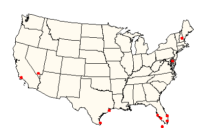 Map of 1996 APBA Races